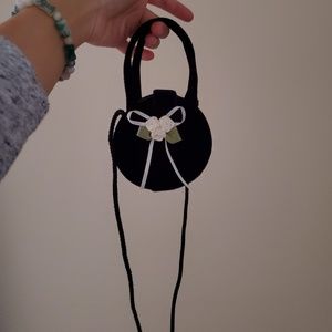 Black velvet corsage crossbody or wristlet purse